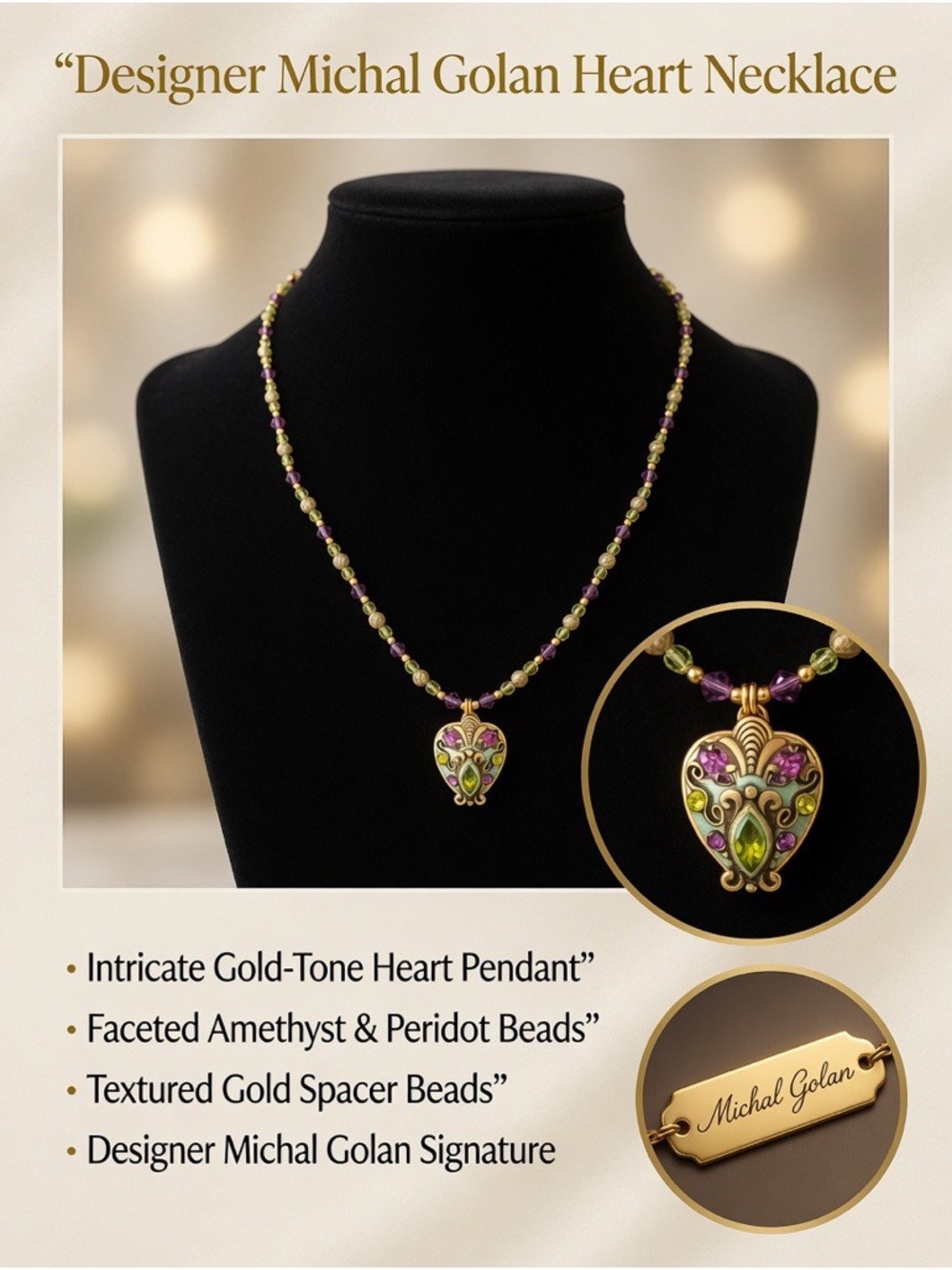 Michal Golan Designer Heart Necklace